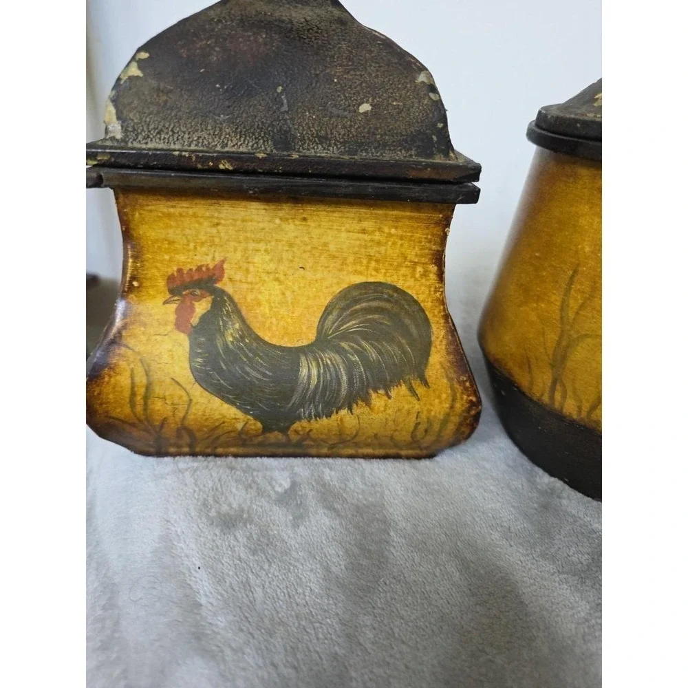 Vintage CBK Rooster Dinning & Bar Canisters Metal